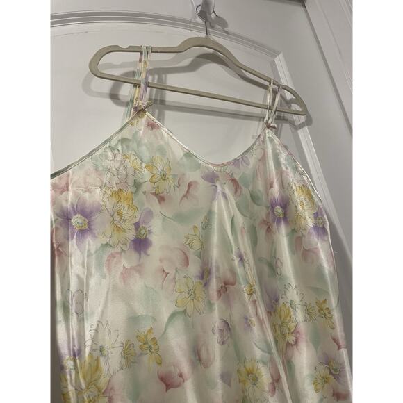 VTG NWT JC Penney Babydoll Nightgown 90s Floral Pastels Cream Satin Nightgown LG - Picture 3 of 7